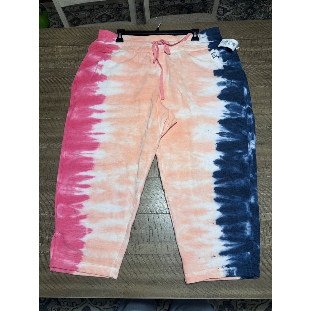 Lane Bryant Livi Active Tie Dye Cropped Sweatpants Pink Orange Navy 14/16 NEW